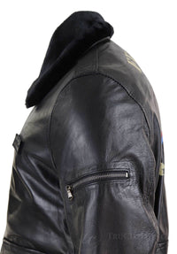 Chaqueta bomber clásica de cuero auténtico para hombre