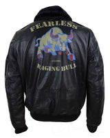 Chaqueta bomber clásica de cuero auténtico para hombre