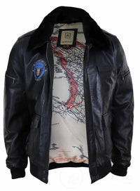 Chaqueta bomber clásica de cuero auténtico para hombre