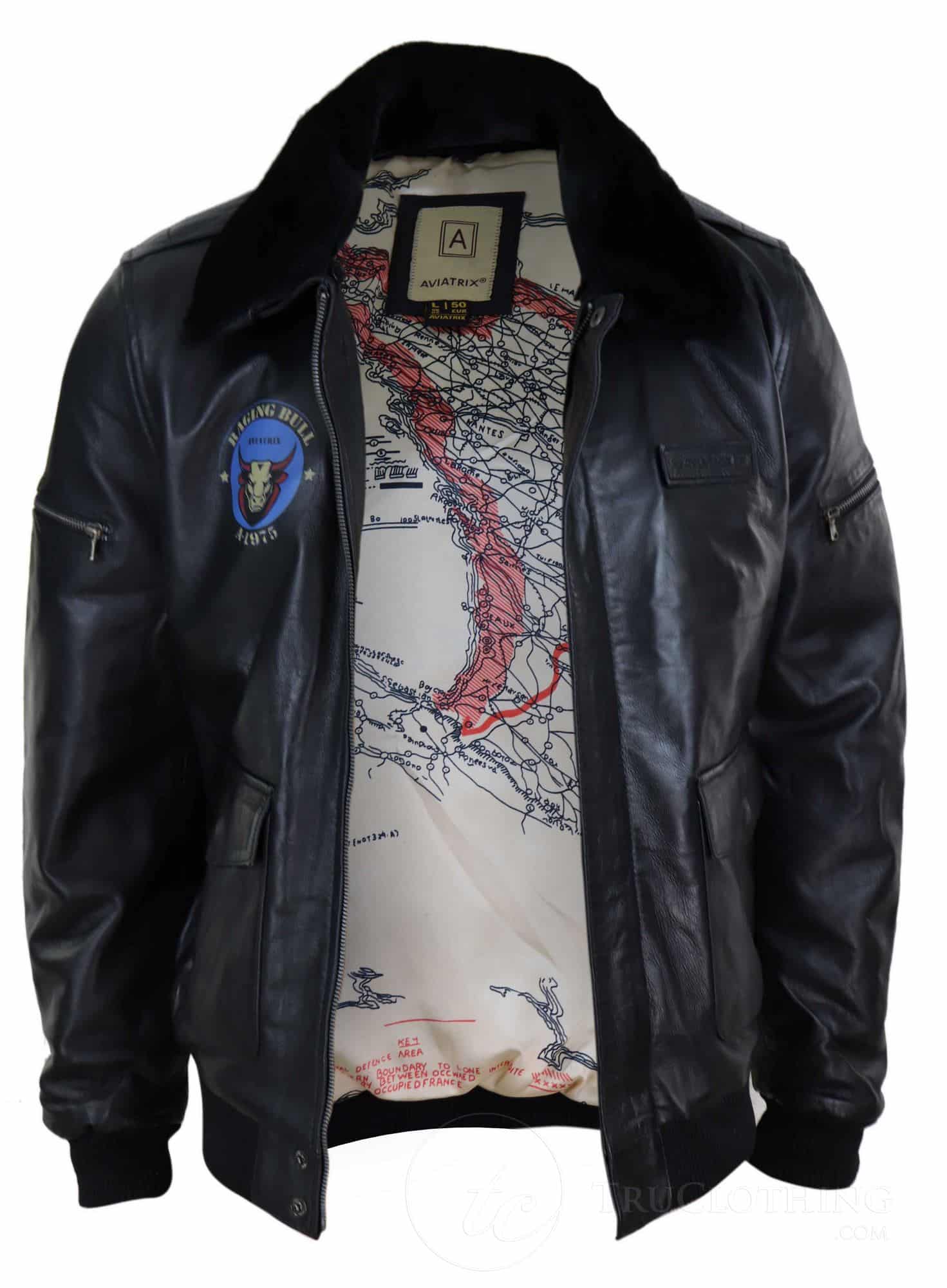 Chaqueta bomber clásica de cuero auténtico para hombre