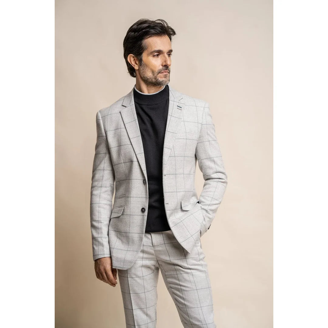 Radika - Blazer de cuadros gris claro para hombre