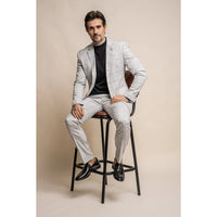 Radika - Blazer de cuadros gris claro para hombre