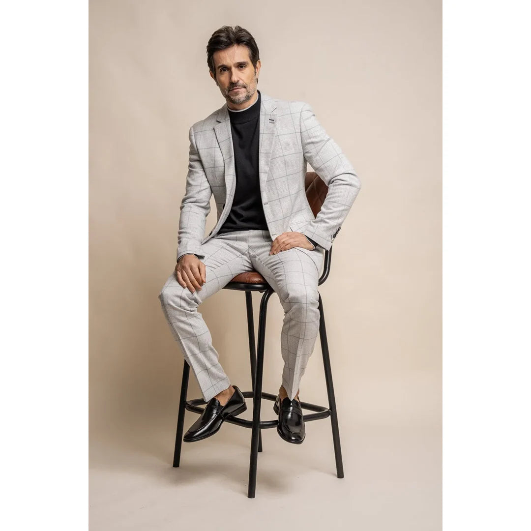 Radika - Blazer de cuadros gris claro para hombre