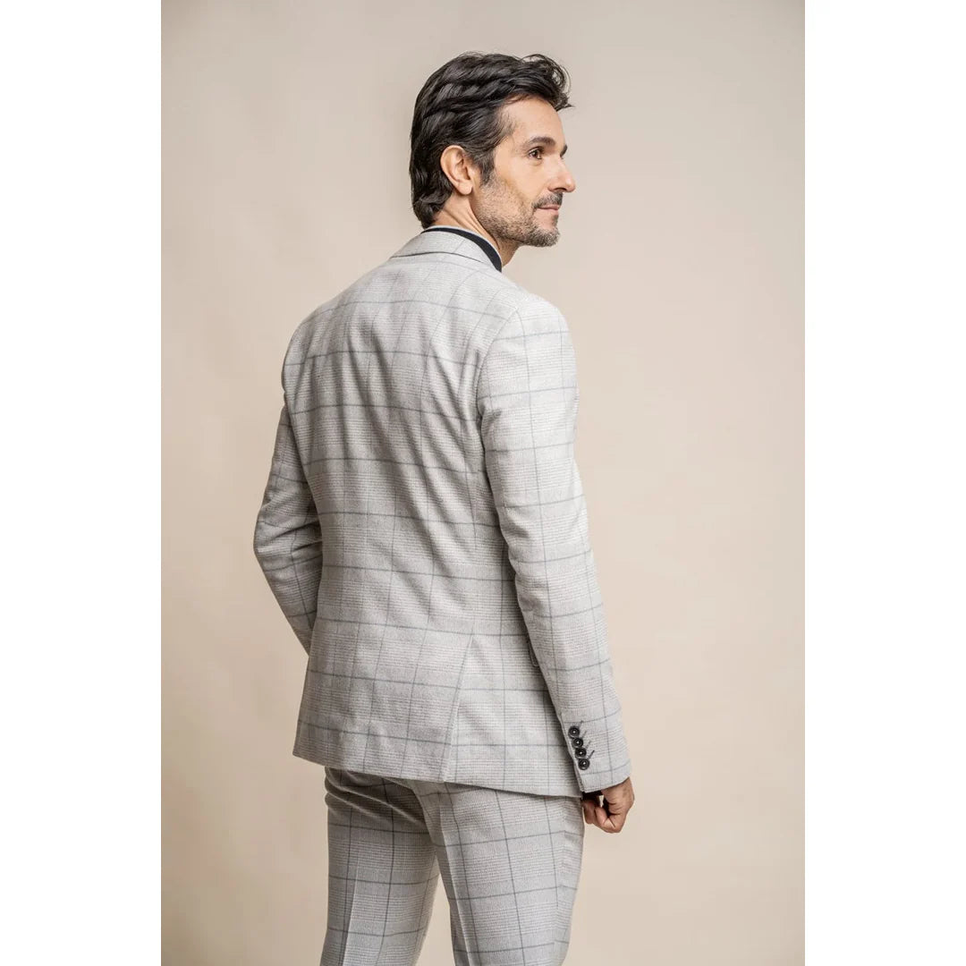 Radika - Blazer de cuadros gris claro para hombre
