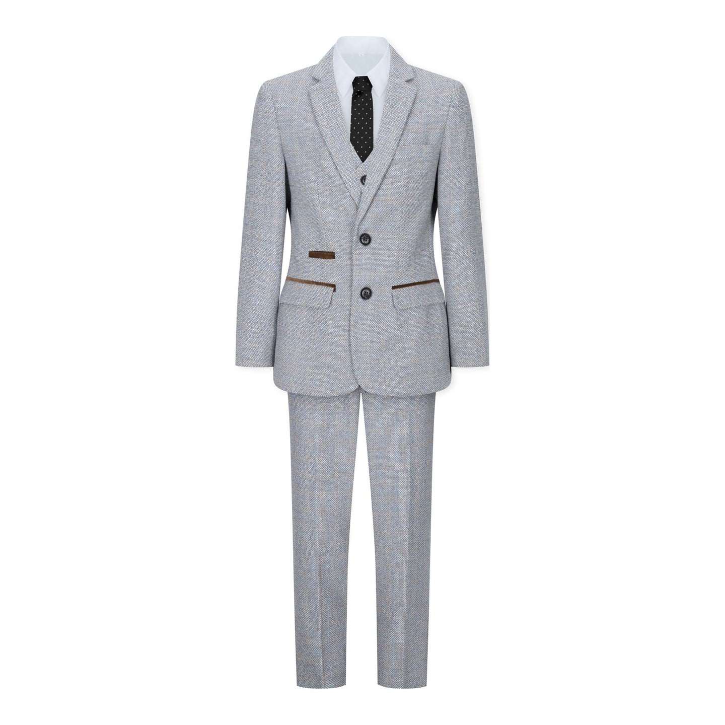 Traje de 3 piezas para niño, color crema y beige, tweed a cuadros, estilo vintage retro, corte entallado, años 20.