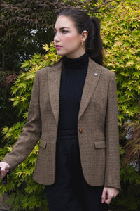 Ralph - Blazer de mujer de tweed marrón de corte entallado