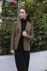 Ralph - Blazer de mujer de tweed marrón de corte entallado