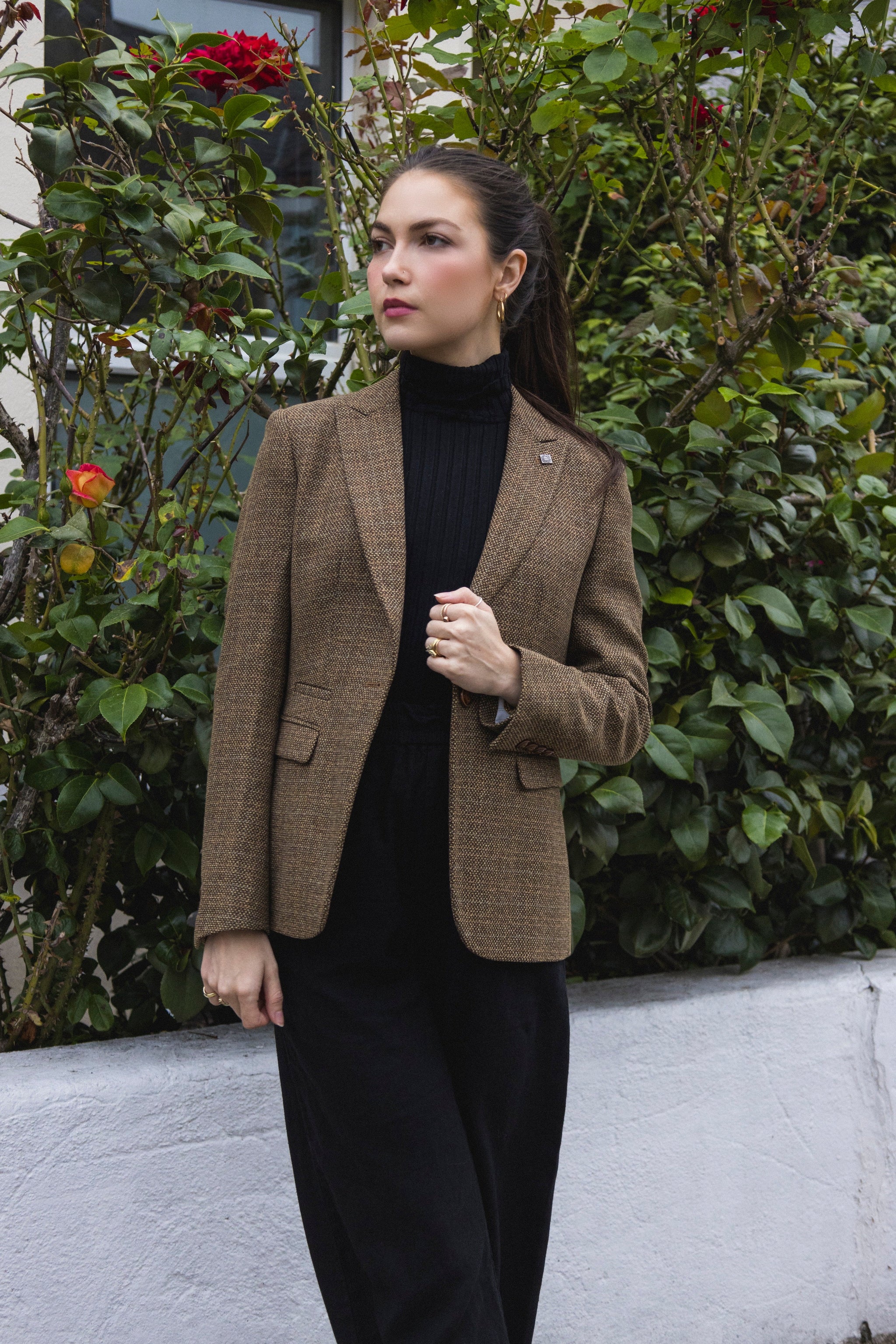 Ralph - Blazer de mujer de tweed marrón de corte entallado