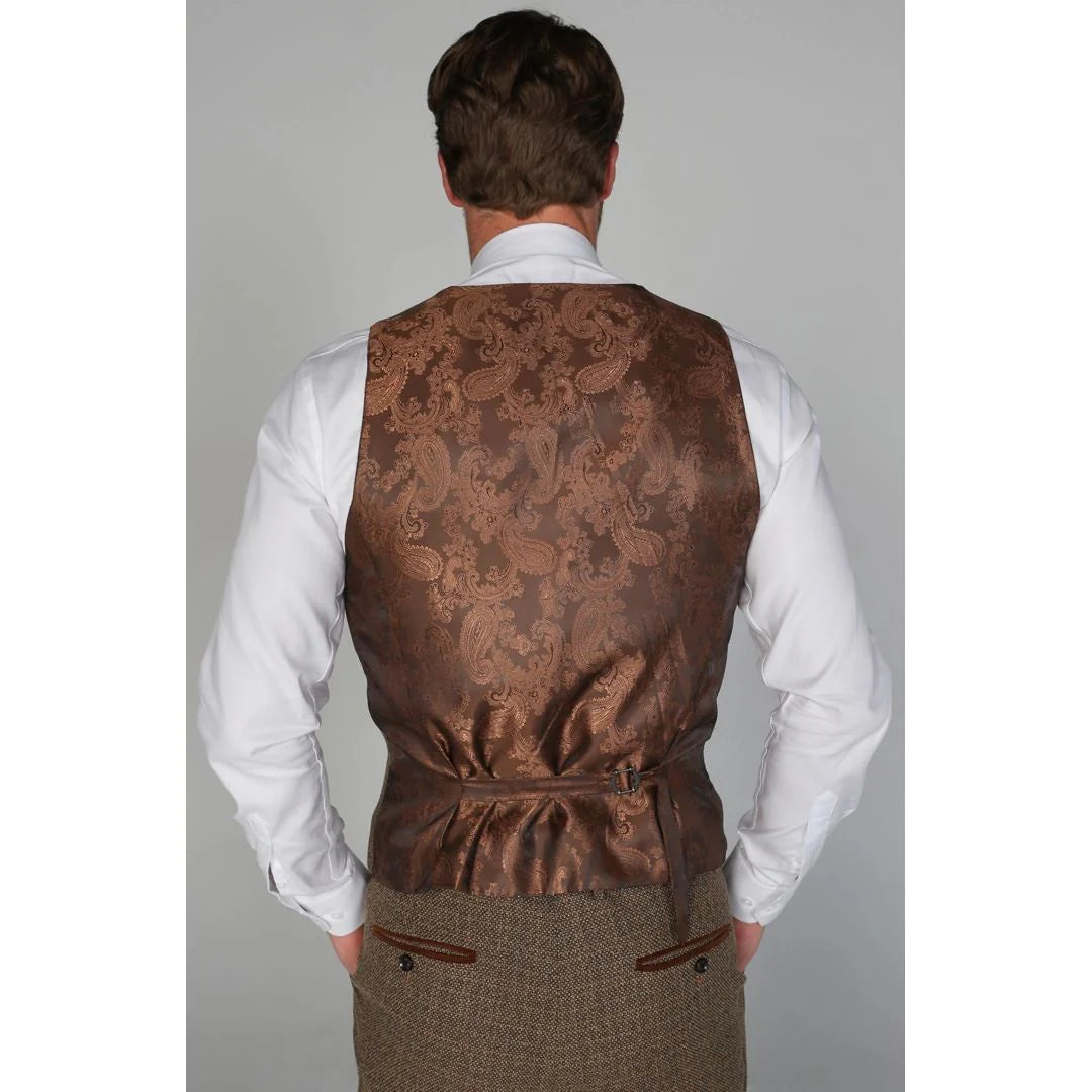 Ralph - Chaleco de tweed marrón para hombre