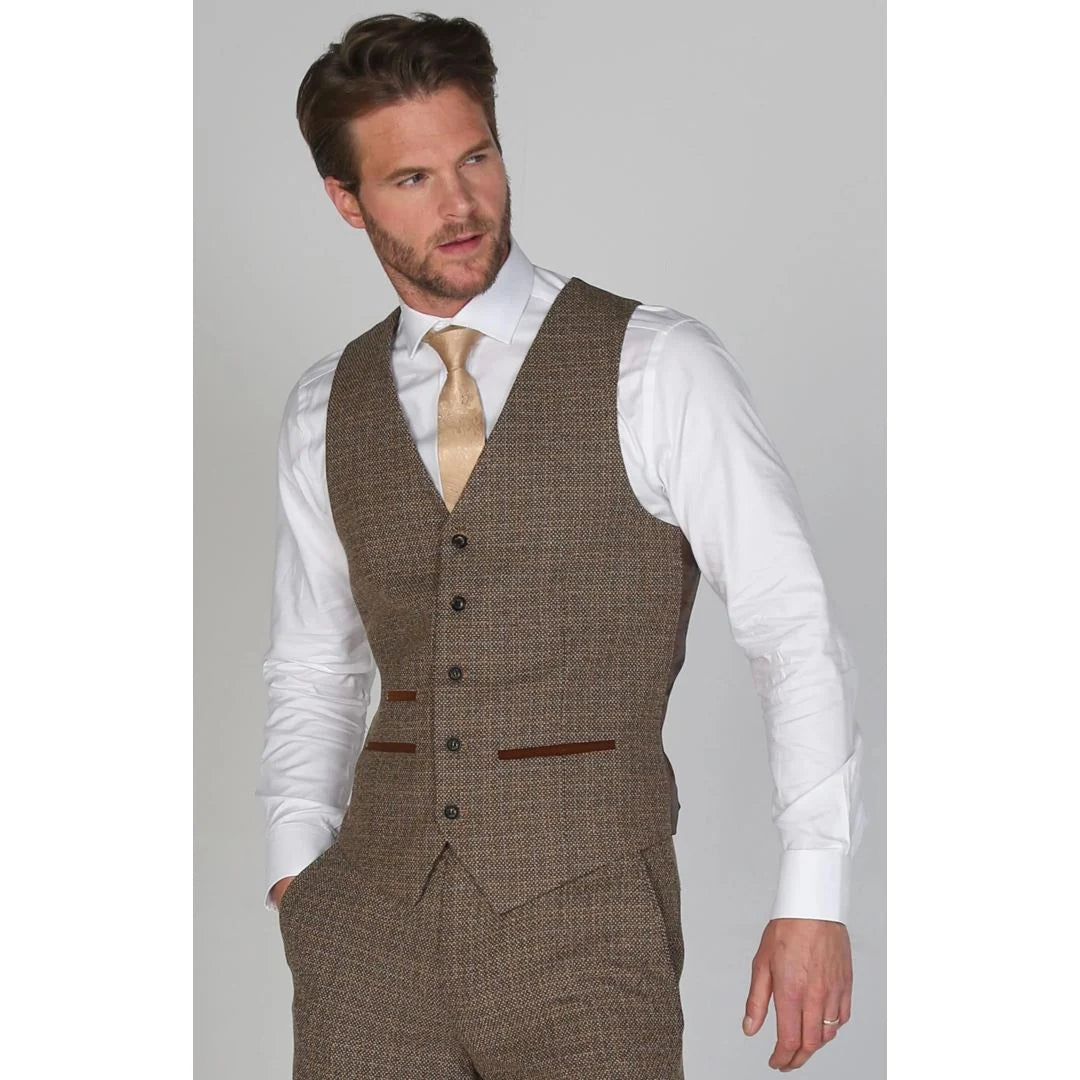 Ralph - Chaleco de tweed marrón para hombre