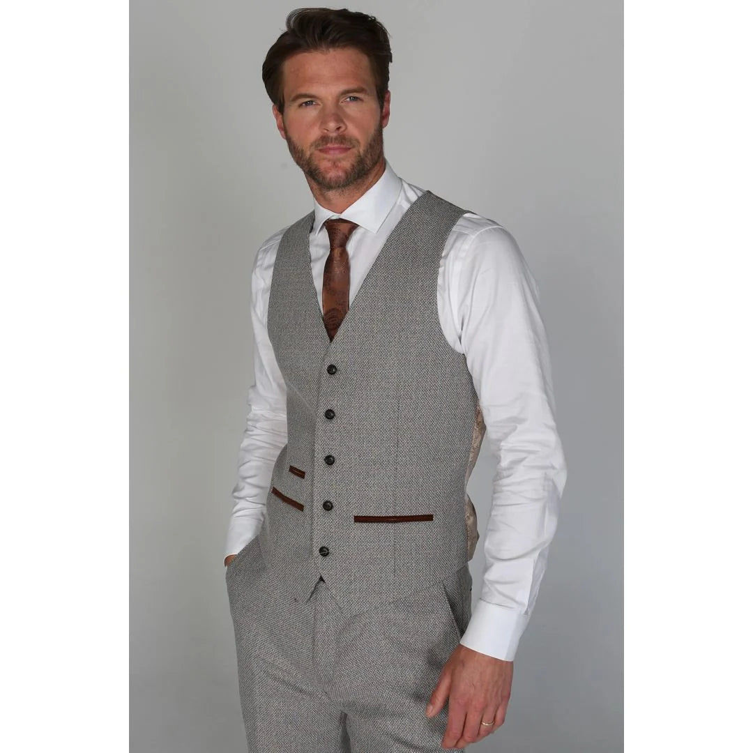 Ralph - Chaleco de tweed color crema para hombre