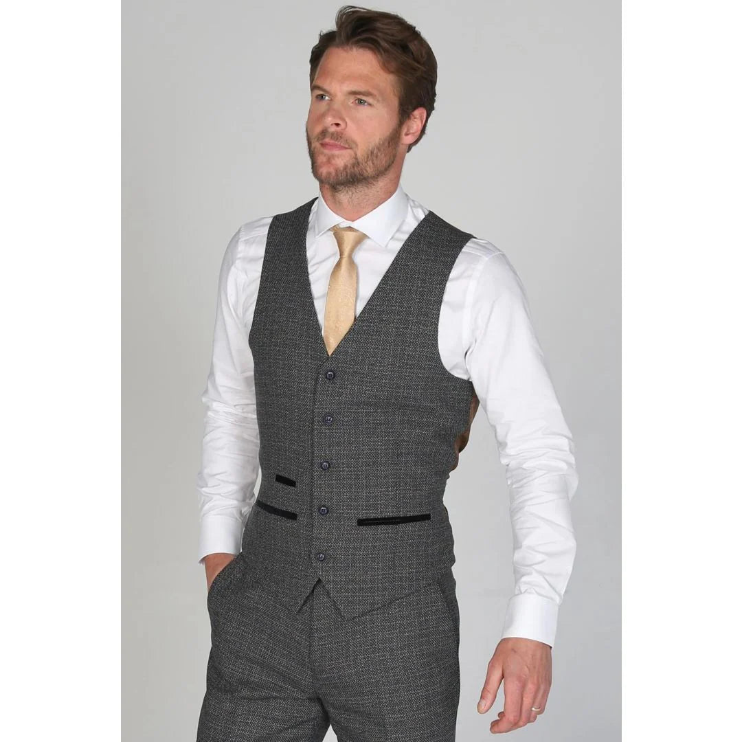 Ralph - Chaleco de tweed azul marino para hombre