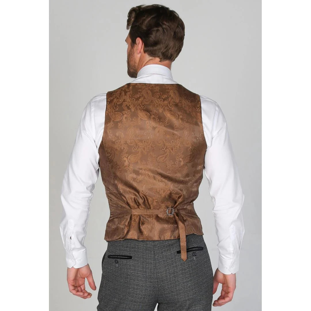 Ralph - Chaleco de tweed azul marino para hombre