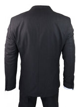 Traje de tres piezas negro a rayas finas - RC20-02