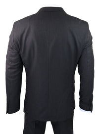 Traje de tres piezas negro a rayas finas - RC20-02