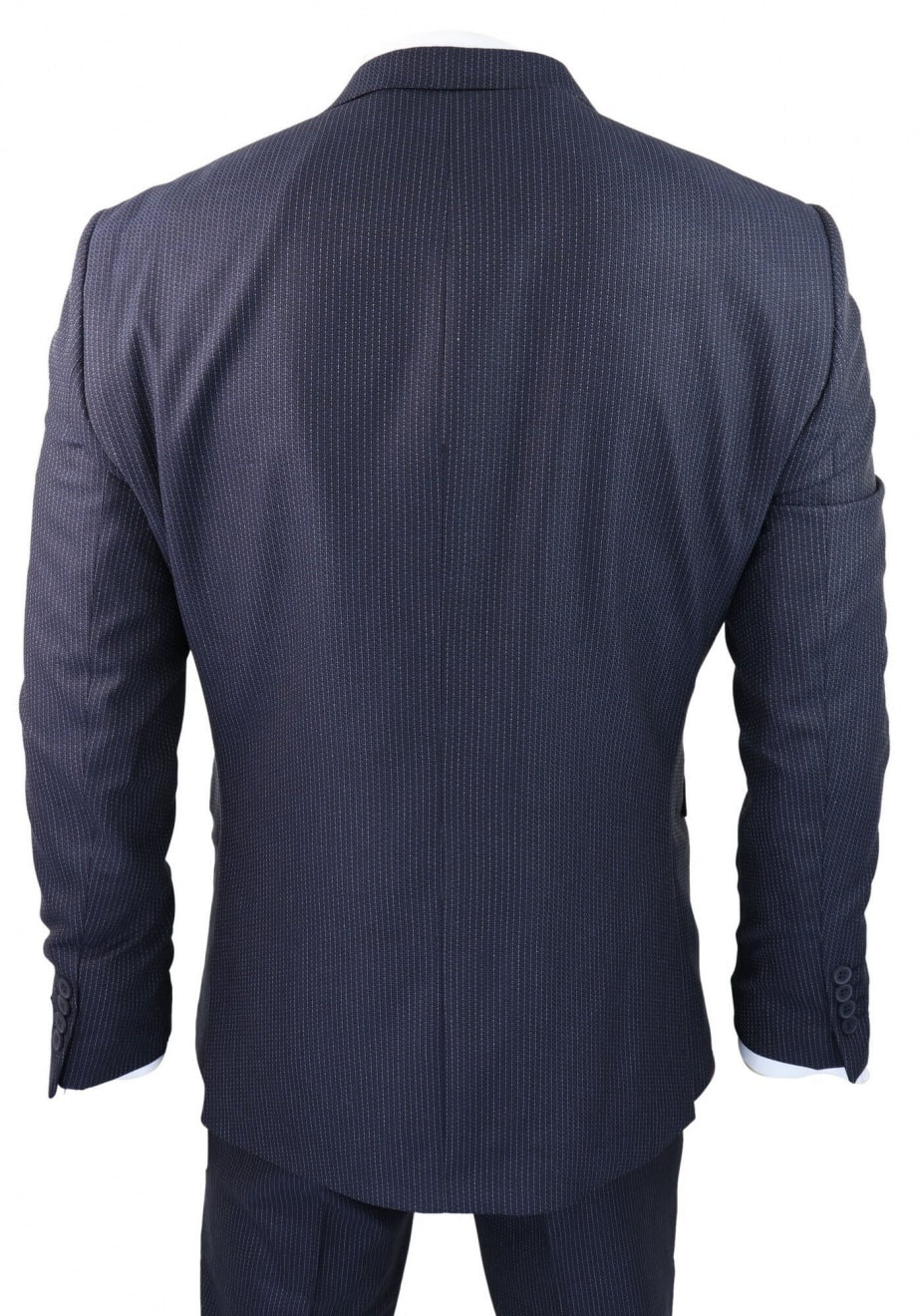 Traje de tres piezas azul marino a rayas finas - RC20-31