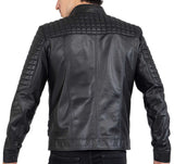 Chaqueta de moto negra de piel de cordero auténtica para hombre, corte ajustado, marca Beckham - B205