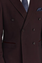 Regent - Blazer cruzado a cuadros Brugundy para hombre