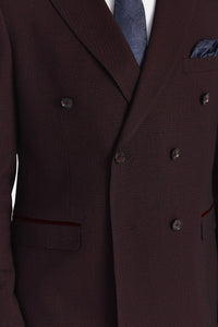 Regent - Blazer cruzado a cuadros Brugundy para hombre