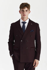 Regent - Blazer cruzado a cuadros Brugundy para hombre