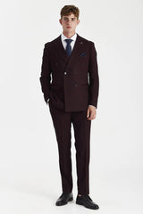 Regent - Blazer cruzado a cuadros Brugundy para hombre