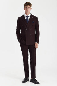 Regent - Blazer cruzado a cuadros Brugundy para hombre