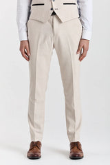 Regent - Traje de boda de 3 piezas a cuadros color crema para hombre