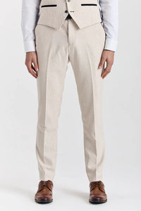 Regent - Traje de boda de 3 piezas a cuadros color crema para hombre