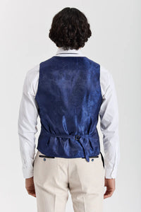 Regent - Traje de boda de 3 piezas a cuadros color crema para hombre