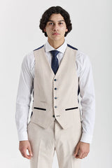 Regent - Chaleco a cuadros color crema para hombre