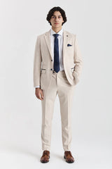 Regent - Blazer a cuadros color crema estilo boda para hombre
