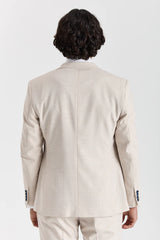 Regent - Blazer a cuadros color crema estilo boda para hombre