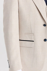 Regent - Blazer a cuadros color crema estilo boda para hombre