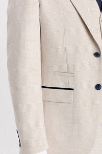 Regent - Blazer a cuadros color crema estilo boda para hombre