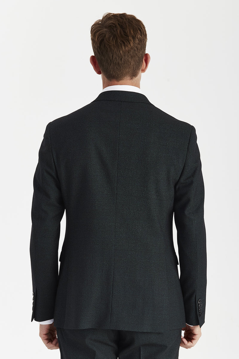 Regent - Blazer cruzado a cuadros verdes para hombre