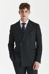 Regent - Blazer cruzado a cuadros verdes para hombre