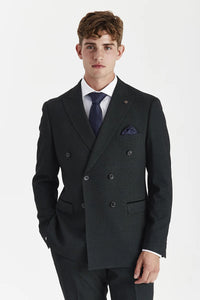 Regent - Blazer cruzado a cuadros verdes para hombre