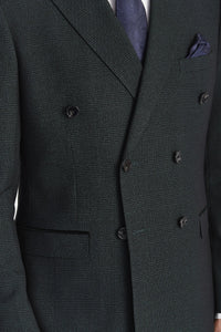 Regent - Blazer cruzado a cuadros verdes para hombre