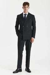 Regent - Blazer cruzado a cuadros verdes para hombre
