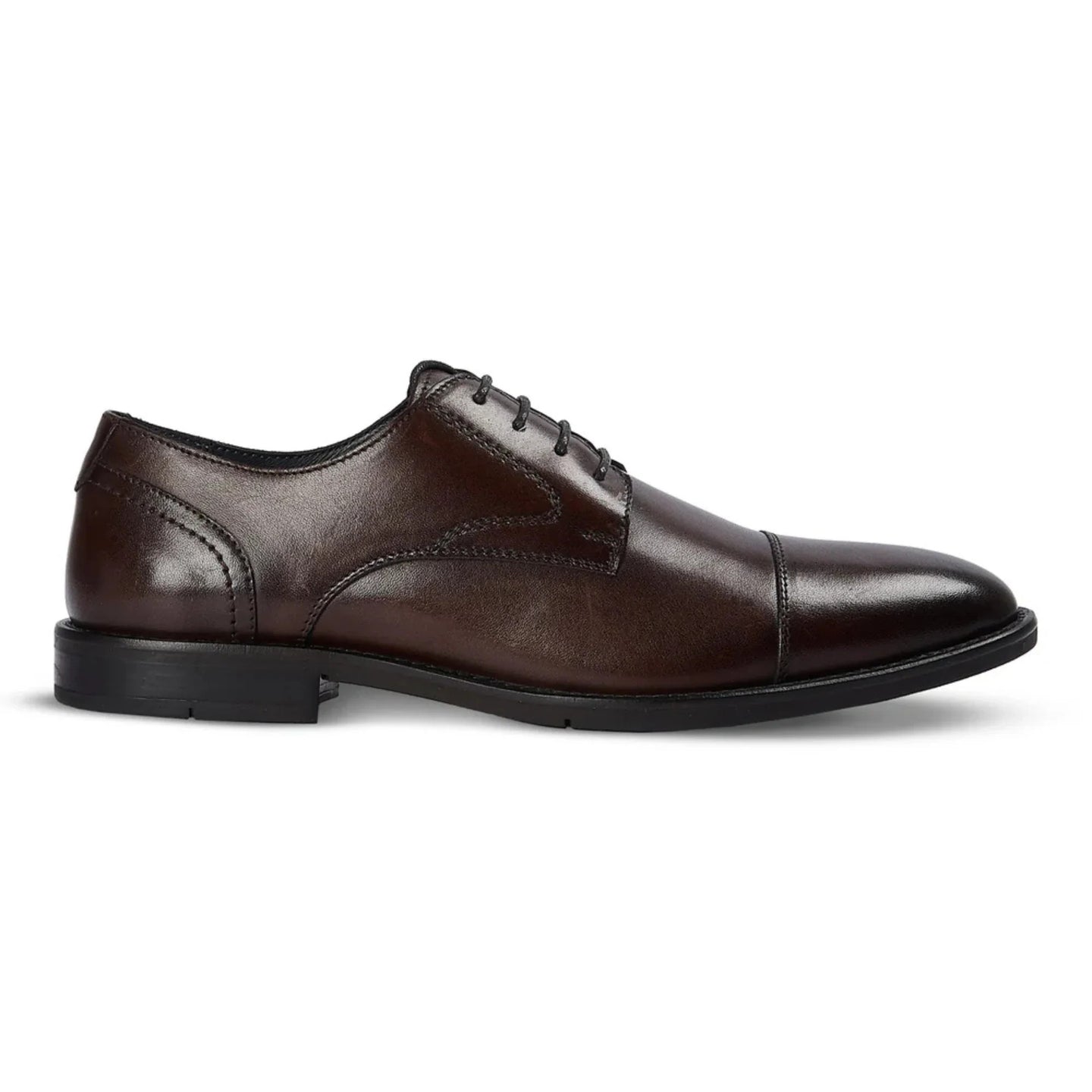 Regent - Zapatos Derby de hombre de cuero bruñido marrón oscuro