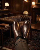 Regent - Zapatos Derby de hombre de cuero bruñido marrón oscuro