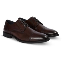 Regent - Zapatos Derby de hombre de cuero bruñido marrón oscuro