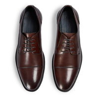Regent - Zapatos Derby de hombre de cuero bruñido marrón oscuro