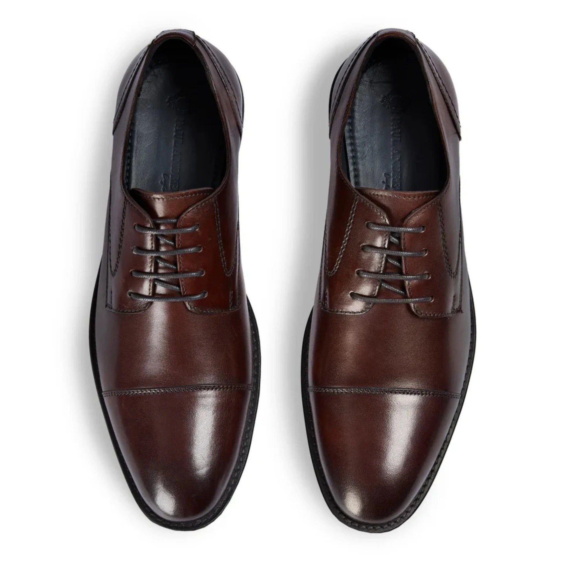 Regent - Zapatos Derby de hombre de cuero bruñido marrón oscuro