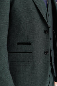 Regent - Blazer de corte entallado a cuadros verdes para hombre