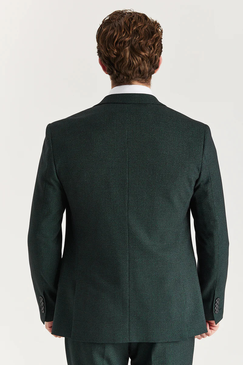 Regent - Blazer de corte entallado a cuadros verdes para hombre