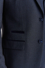 Regent - Blazer de corte entallado a cuadros azul marino para hombre