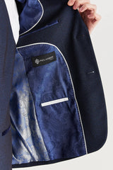 Regent - Blazer de corte entallado a cuadros azul marino para hombre