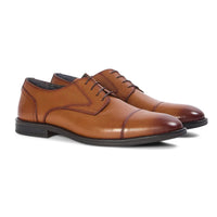 Regent - Zapatos Derby de cuero bruñido marrón claro para hombre