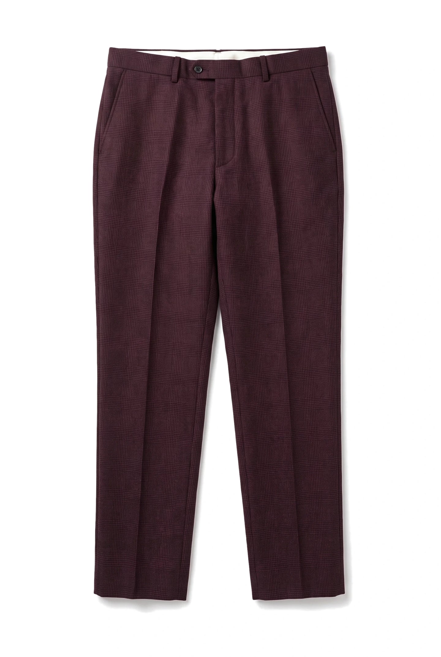 Regent - Pantalones de cuadros color vino para hombre